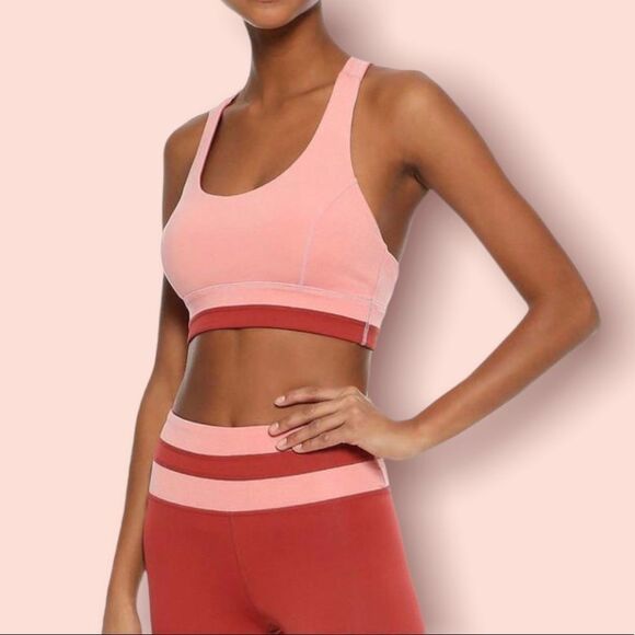 Iris and Ink REVOLVE pink red strappy back sports bra NWT M athleisure work out - Picture 1 of 6